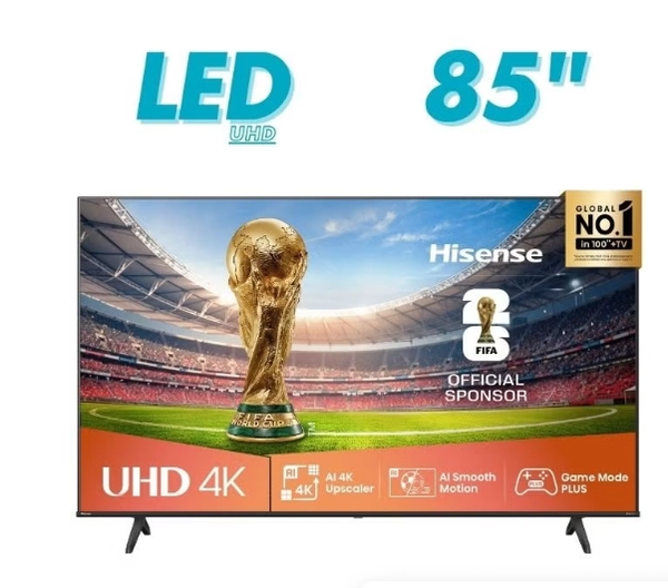 Hisense 85-Inch 4K UHD Smart TV – Ideal for Home Entertainment, Movies & Gaming | Dolby Vision & Audio, VIDAA OS, Game Mode, Bluetooth, HDMI, WiFi (85A62QS - 2025 Model) 85A62QS Black