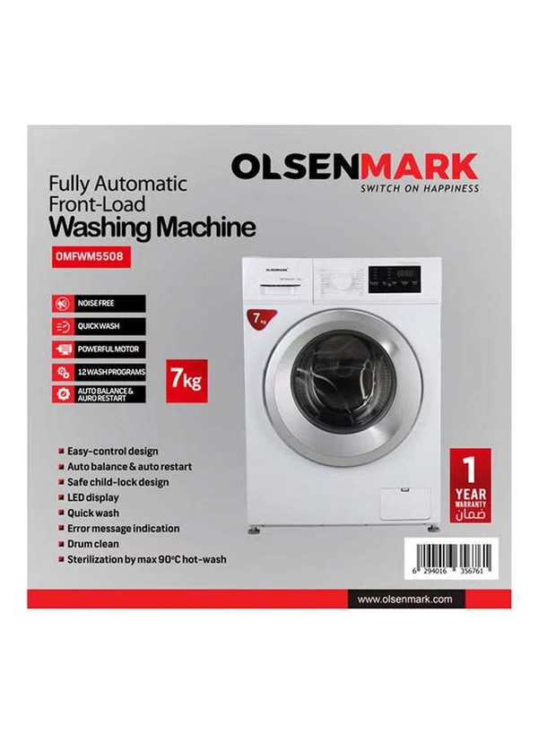 Olsenmark Fully Automatic Front Load Washing Machine OMFWM5508 White