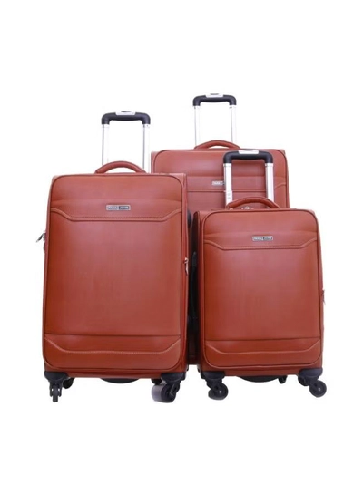 PARAJOHN Buffalos Softside 3 Piece Luggage Trolley Set Brown-0