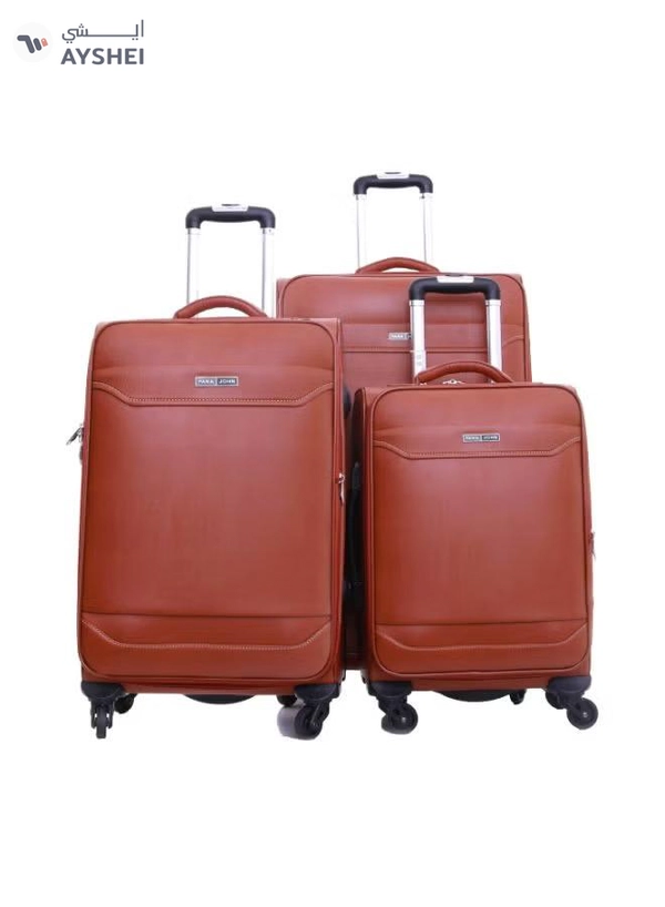 PARAJOHN Buffalos Softside 3 Piece Luggage Trolley Set Brown