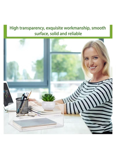 Eworld 2-Tier Acrylic Desk Organizers featuring rounded edges-3