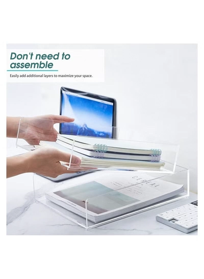 Eworld 2-Tier Acrylic Desk Organizers featuring rounded edges-4