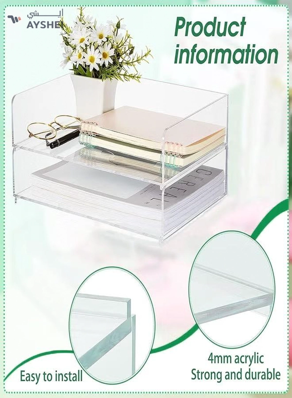 Eworld 2-Tier Acrylic Desk Organizers featuring rounded edges
