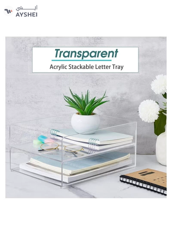 Eworld 2-Tier Acrylic Desk Organizers featuring rounded edges