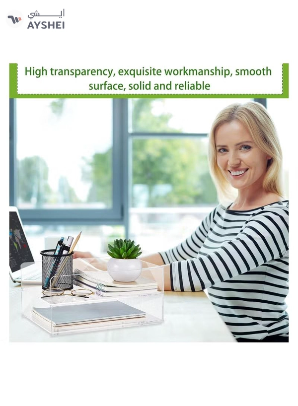 Eworld 2-Tier Acrylic Desk Organizers featuring rounded edges