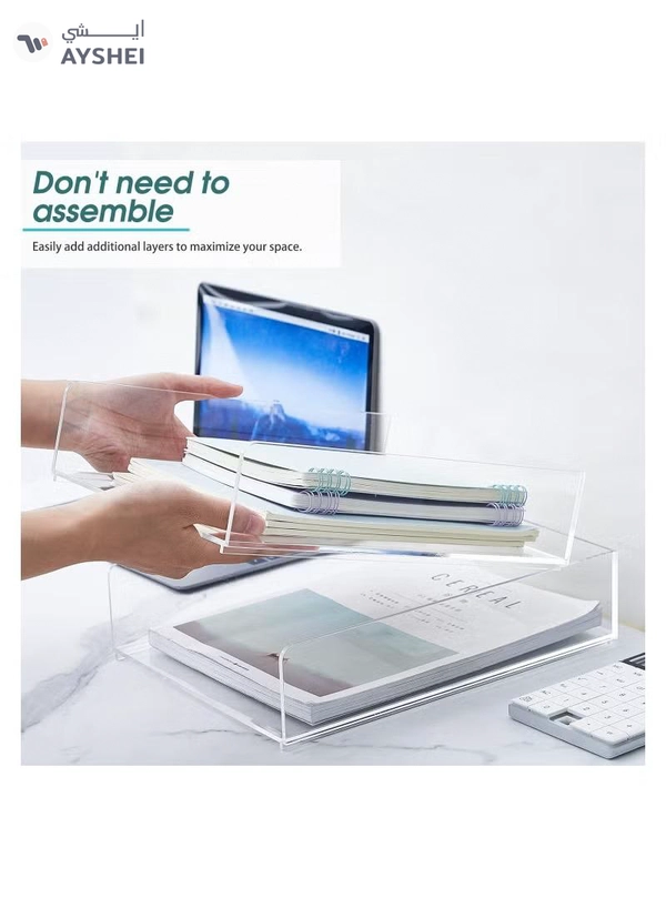 Eworld 2-Tier Acrylic Desk Organizers featuring rounded edges