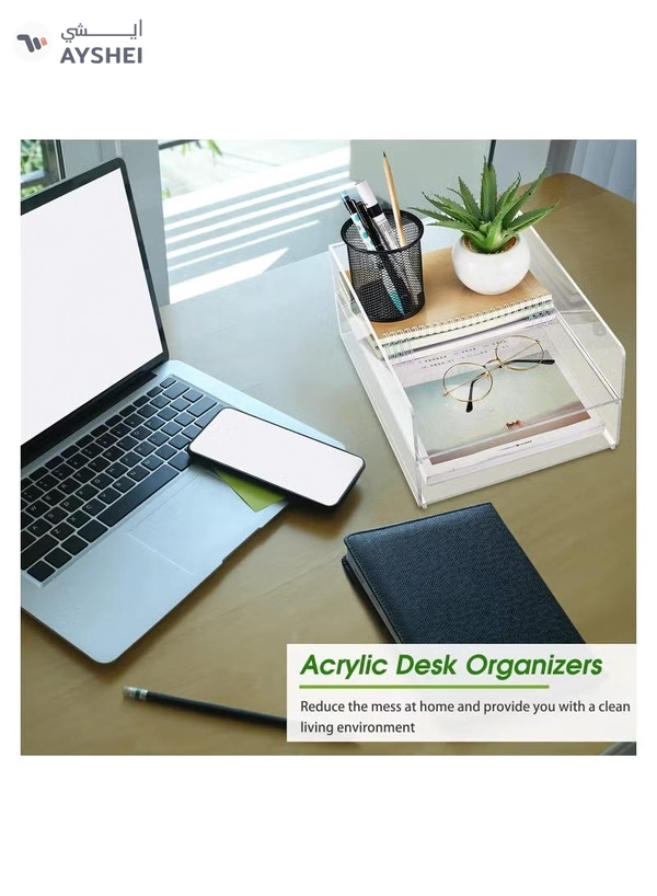 Eworld 2-Tier Acrylic Desk Organizers featuring rounded edges