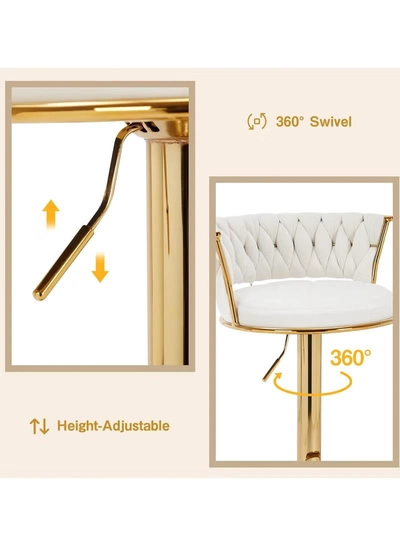 DubaiGallery Modern Velvet Adjustable Barstools 360° Swivel Counter Stools with Golden Base Upholstered Open Back Tall Bar Chairs with Footrest for Home Pub Kitchen-1