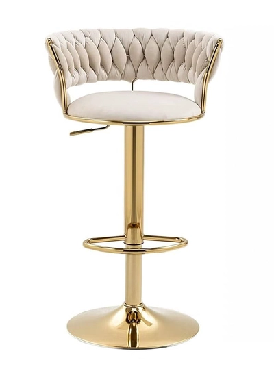 DubaiGallery Modern Velvet Adjustable Barstools 360° Swivel Counter Stools with Golden Base Upholstered Open Back Tall Bar Chairs with Footrest for Home Pub Kitchen-0