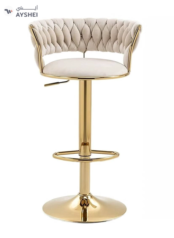 DubaiGallery Modern Velvet Adjustable Barstools 360° Swivel Counter Stools with Golden Base Upholstered Open Back Tall Bar Chairs with Footrest for Home Pub Kitchen