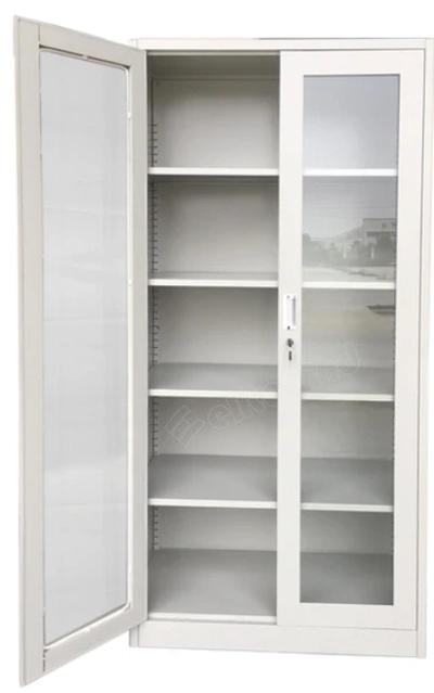 Steel Cupboard with Glass Door and Shelves-0