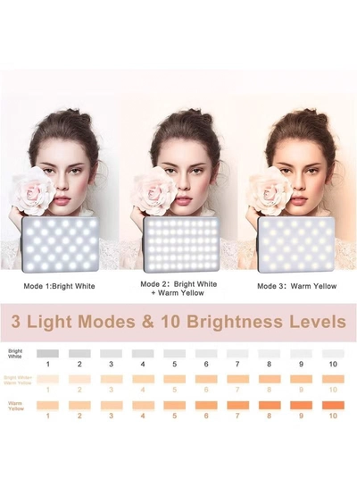 Eworld High-power 60-LED Rechargeable Selfie Light with Front & Back Clips, 3 Light Modes -5