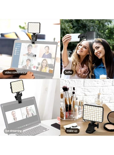 Eworld High-power 60-LED Rechargeable Selfie Light with Front & Back Clips, 3 Light Modes -7