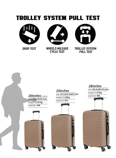 PARAJOHN Medium 24-Inch ABS Lightweight Hardshell Luggage Trolley | carrying 3kg 4-Wheel Spinner Suitcase cream-1