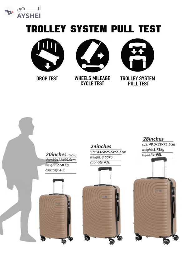 PARAJOHN Medium 24-Inch ABS Lightweight Hardshell Luggage Trolley | carrying 3kg 4-Wheel Spinner Suitcase cream
