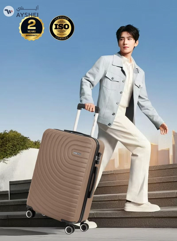 PARAJOHN Medium 24-Inch ABS Lightweight Hardshell Luggage Trolley | carrying 3kg 4-Wheel Spinner Suitcase cream