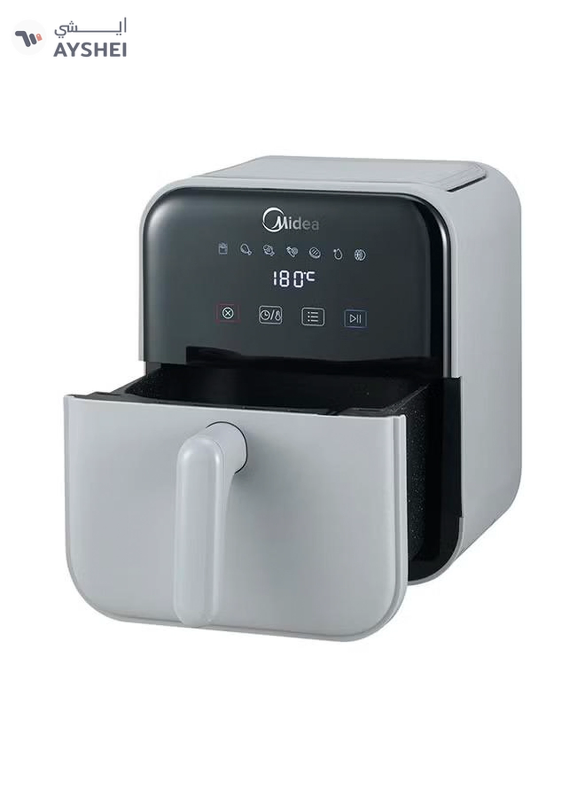 Midea Air Fryer With Digital Touch Control, 4L Capacity, Healthy Cooking, Frying, Grilling, Broiling, Roasting, Baking & Toasting, Timer Up To 60 Minutes Temperature Control 200°C 4 L 1400 W MAD-400T2APH Grey-1-1