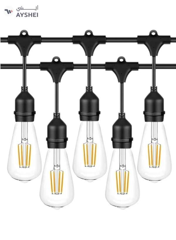 Yuwell Outdoor Waterproof IP65 Led String Lights E27 Holder 15 Meter Bulb Holder Wire With 30 Bulbs 4W ST64 Clear With EU Plug Solar Bulb Holder For Ramadan Decoration Lights And Outdoor Decoration Light Hanging Light String Wire Ramadan Light For Commercial Patio Garden & Porch Yard