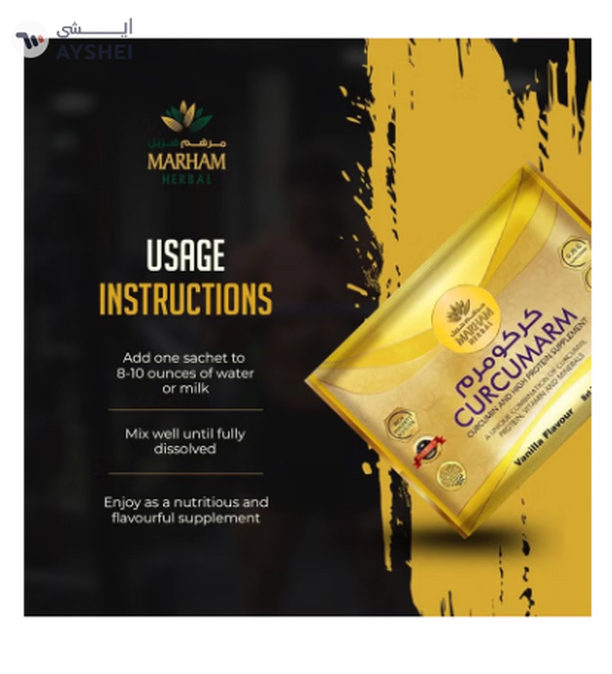 MARHAM HERBAL Curcumarm Sachet: Curcumin and High Protein Supplement-1-1
