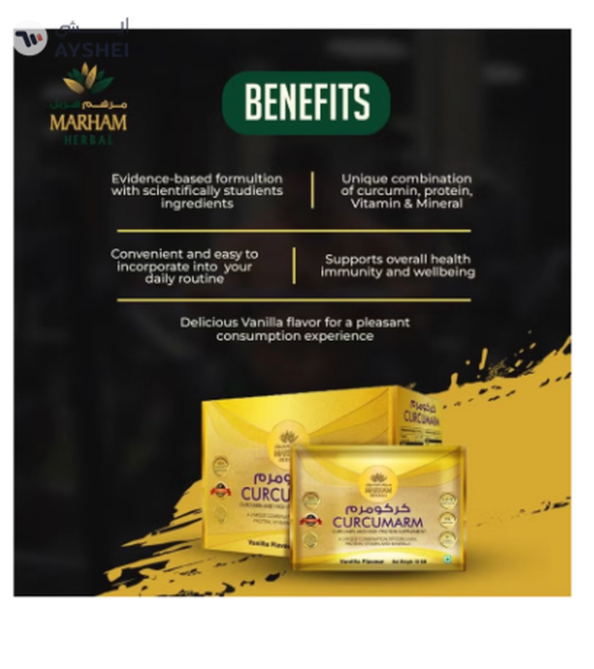 MARHAM HERBAL Curcumarm Sachet: Curcumin and High Protein Supplement-2-2