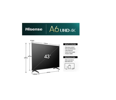 Hisense 43 Inch 4K Full Smart TV 43A61N Black-2