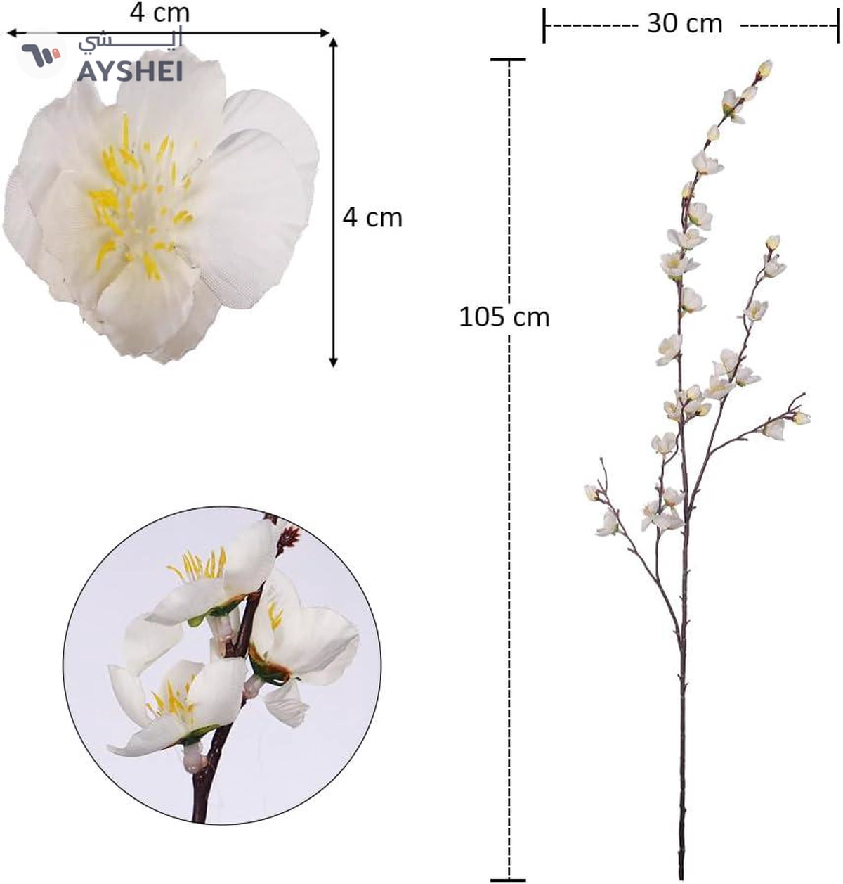 YATAI 2Pcs Artificial Sakura Flower, Lifelike Silk Fake Flowers-5-5