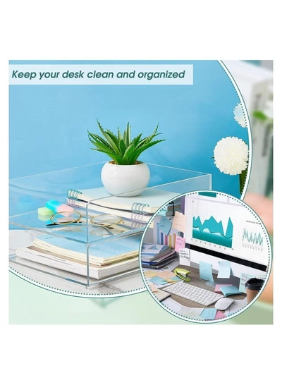Eworld 3 Tier Stackable Acrylic Paper File Tray Clear Desk Organizer -3