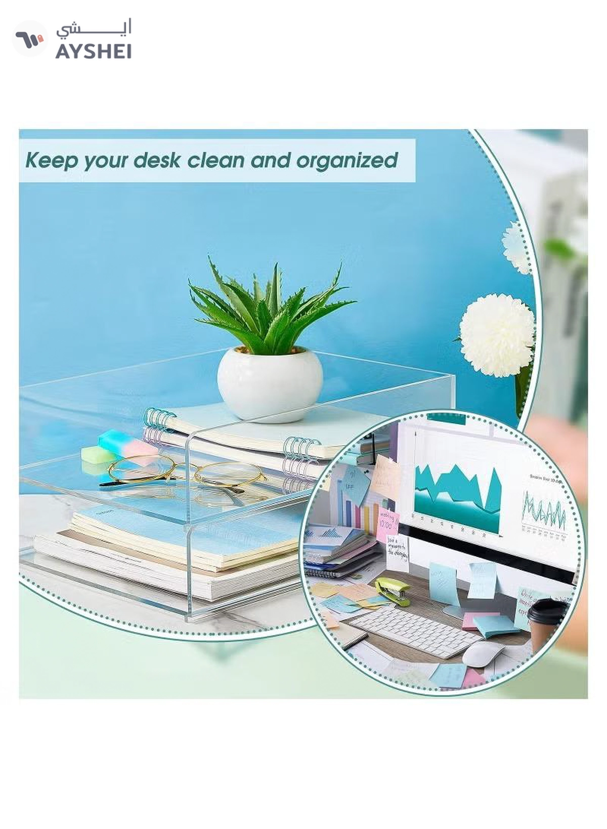 Eworld 3 Tier Stackable Acrylic Paper File Tray Clear Desk Organizer -3-3