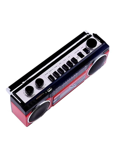 GEEPAS Radio Casset Recorder - Portable Speakers with USB, SD Slots, MP3 & BT | Built-in Microphone with Recording | Auto stop Function | 2 Years Warranty GCR13011 Red/Black-1