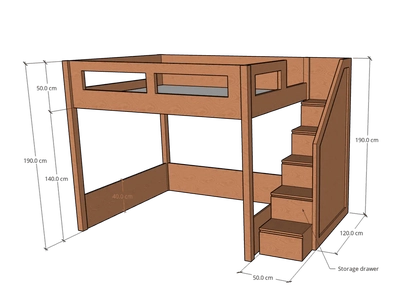 Elega Loft Bed, fits Queen 150 x 200 cms Mattress-3