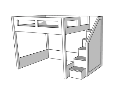 Elega Loft Bed, fits Queen 150 x 200 cms Mattress-0