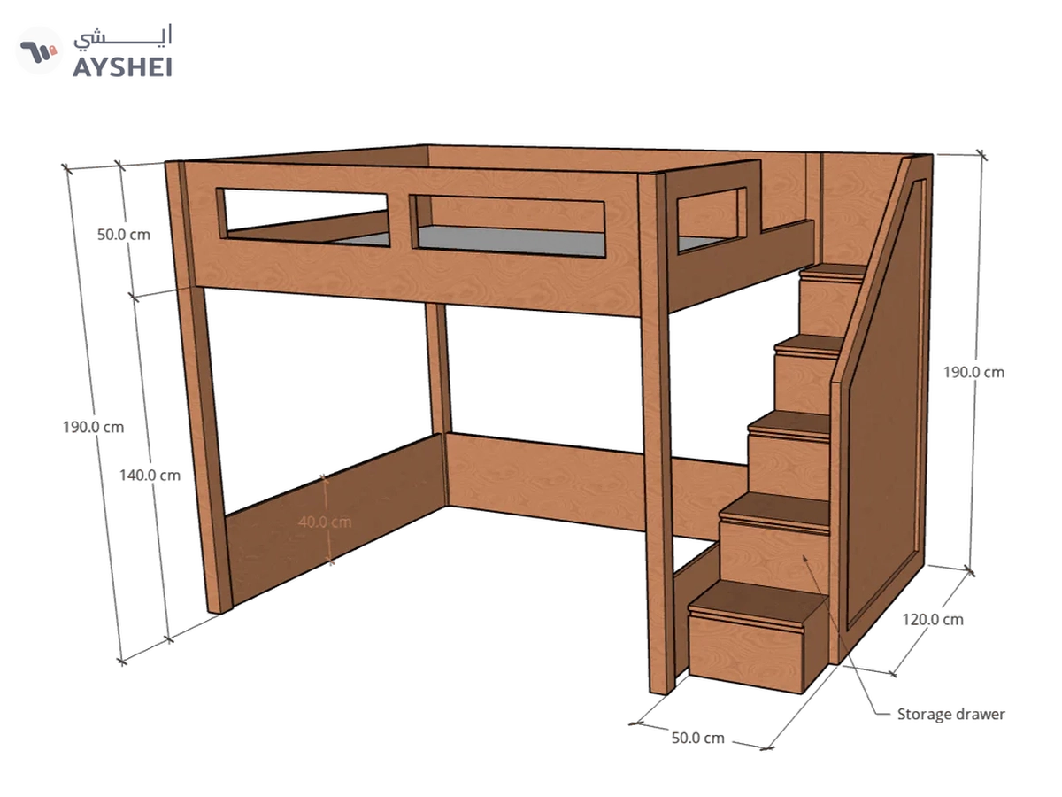 Elega Loft Bed, fits Queen 150 x 200 cms Mattress-3-3