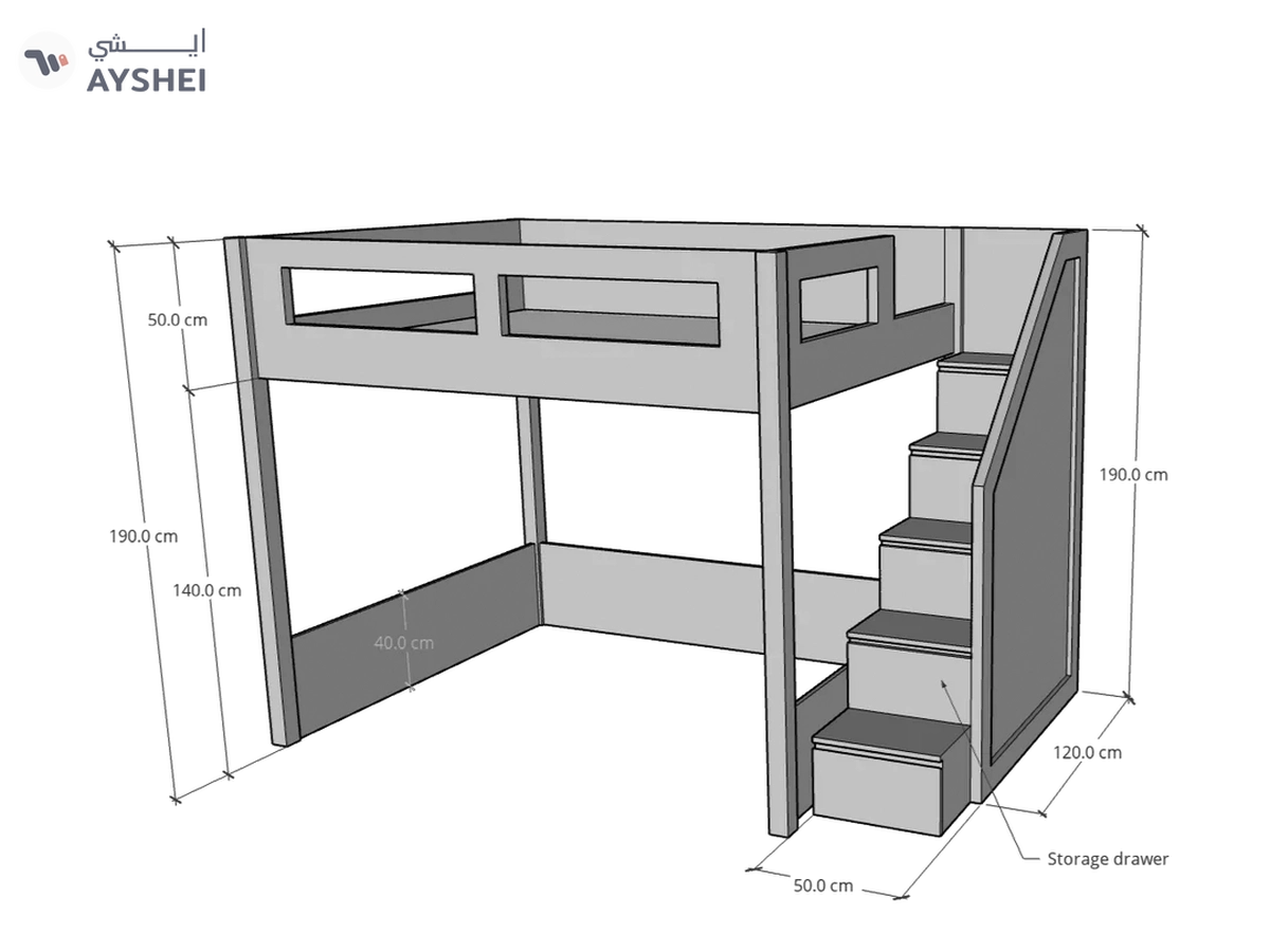 Elega Loft Bed, fits Queen 150 x 200 cms Mattress-2-2