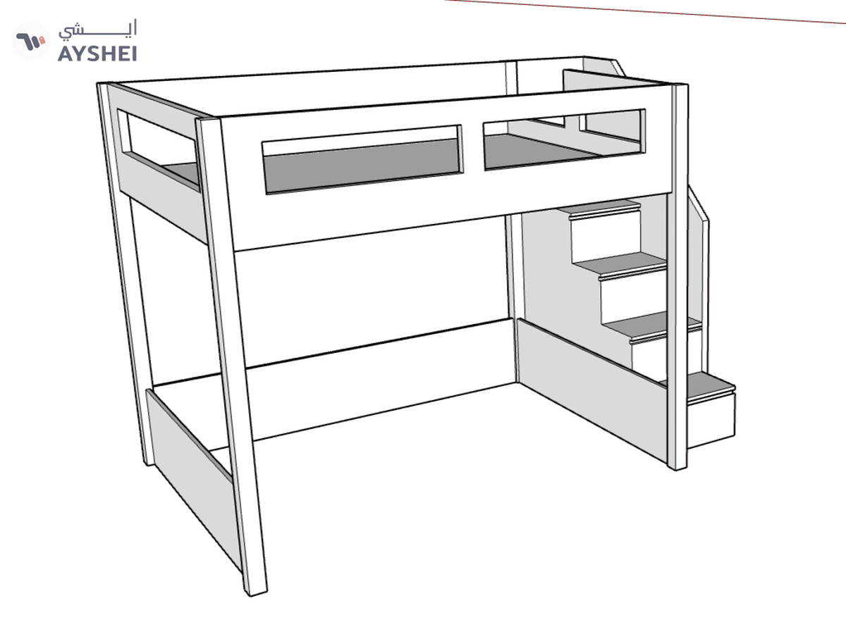 Elega Loft Bed, fits Queen 150 x 200 cms Mattress-1-1