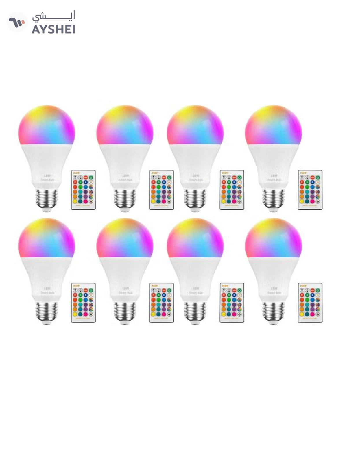 Yuwell 8Pcs RGBW Smart LED Light Bulb 24 Color Changing Bulb With Remote Control Smart Bulb With 16 Million Color Range E27-18W Bulb 50000 Hour Lifespan 2700K-6500K Color Temperature For Home Room Decoration-2-2