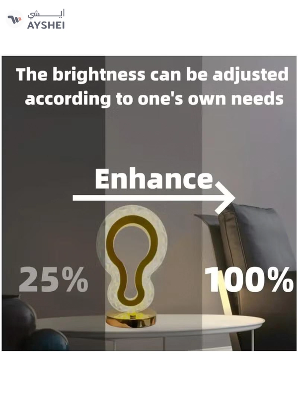Yuwell Ramadan Light Crystal Table Lamp Guitar Lamp With USB 3 Color Changing Option Crystal Lamp LED Light Lamp With 3 Light Intensities Tactile Switch Desk Lamp Ramadan Decoration