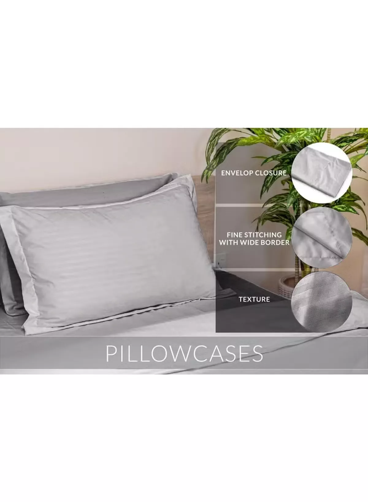 Eworld 6-Piece Premium King Size Bedding Set, Grey Striped Design and High-Quality Cotton Hotel Luxury Bedsheet, Soft Quilt Cover and Pillowcases-1-1