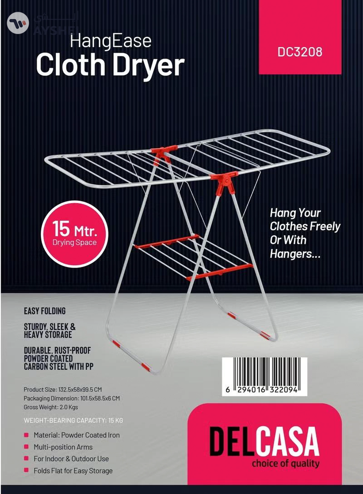 Delcasa Hang Ease Cloth Dryer DC3208 15 m Drying Space, 15 kg Capacity-2-2
