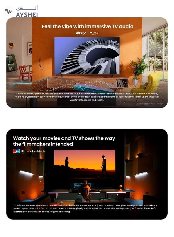 Hisense 58 Inch UHD 4K Smart TV With 60Hz, AI 4K Upscaler, Dolby Vision, Game Mode Plus & Voice Control 58A62NS Black