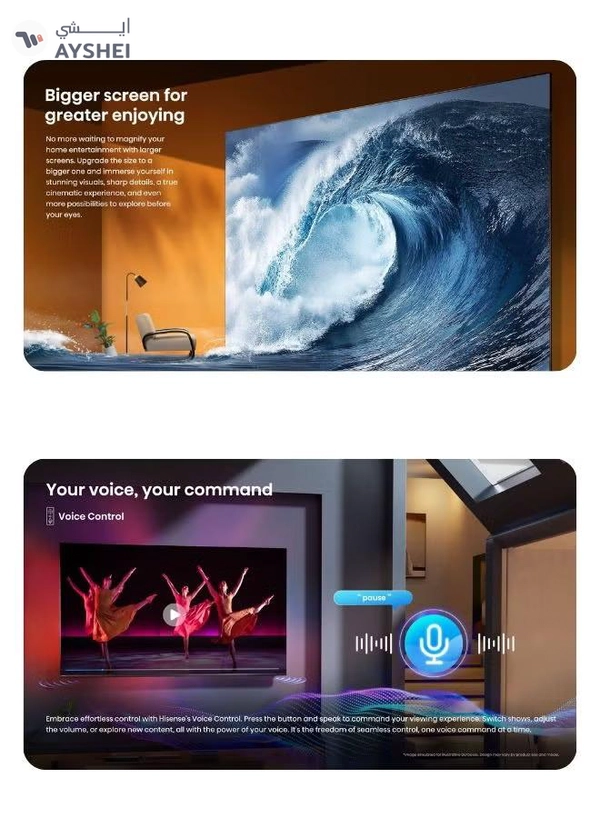 Hisense 58 Inch UHD 4K Smart TV With 60Hz, AI 4K Upscaler, Dolby Vision, Game Mode Plus & Voice Control 58A62NS Black