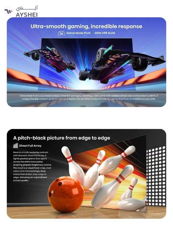 Hisense 58 Inch UHD 4K Smart TV With 60Hz, AI 4K Upscaler, Dolby Vision, Game Mode Plus & Voice Control 58A62NS Black