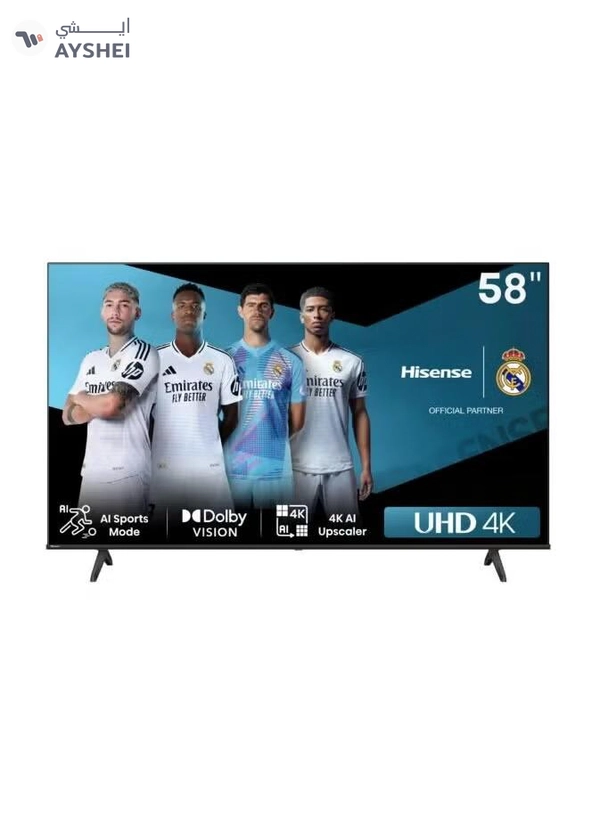 Hisense 58 Inch UHD 4K Smart TV With 60Hz, AI 4K Upscaler, Dolby Vision, Game Mode Plus & Voice Control 58A62NS Black