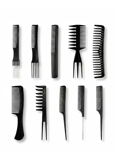 Youngman 10-Piece Professional Styling Comb Set Black-3