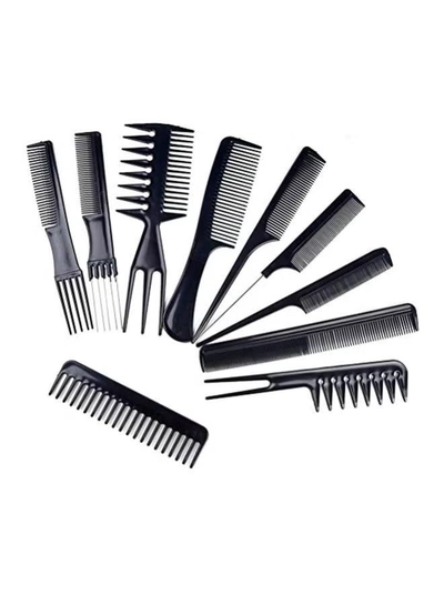 Youngman 10-Piece Professional Styling Comb Set Black-1