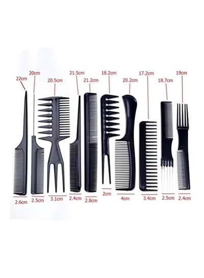 Youngman 10-Piece Professional Styling Comb Set Black-2