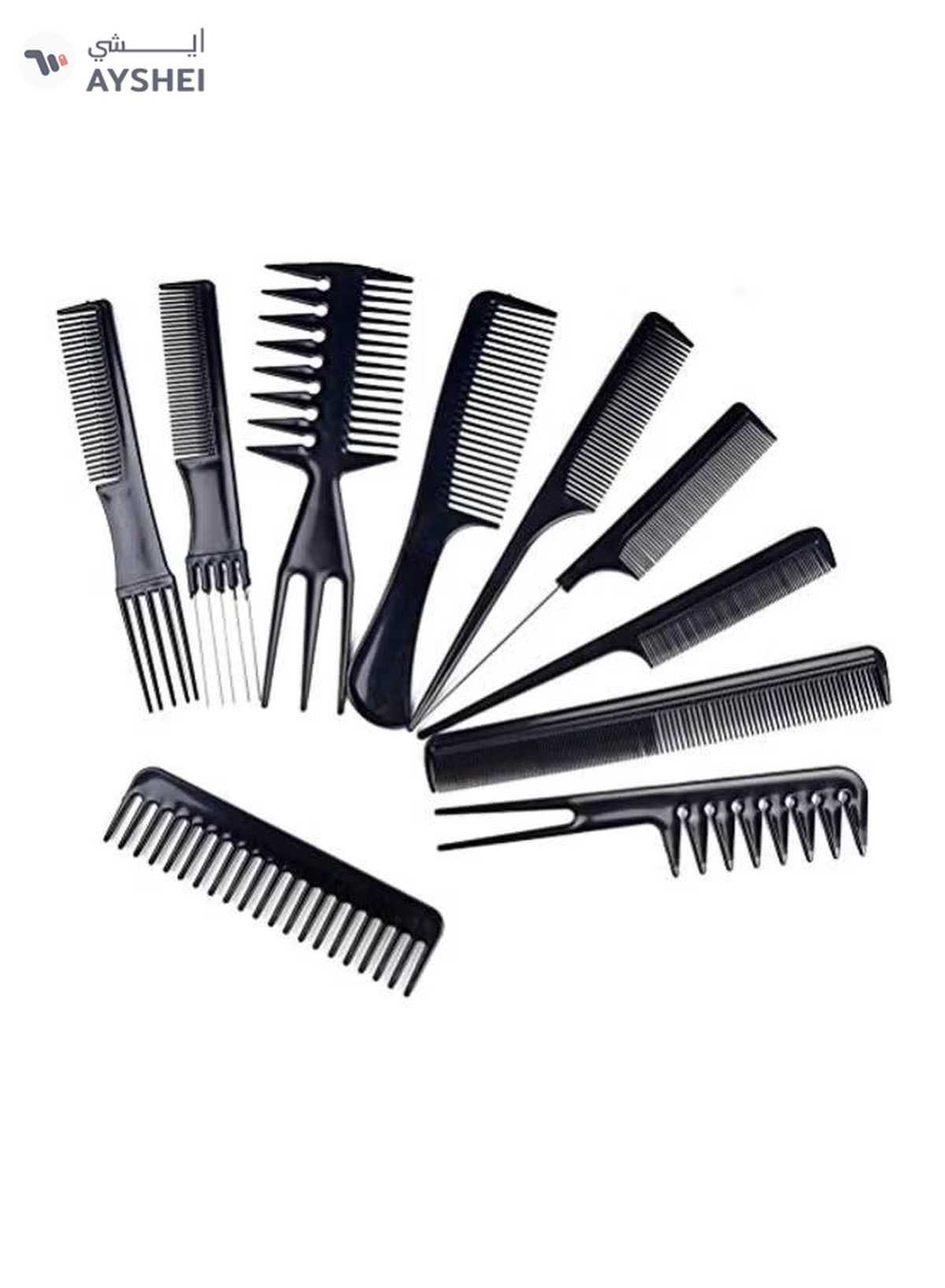 Youngman 10-Piece Professional Styling Comb Set Black-1-1