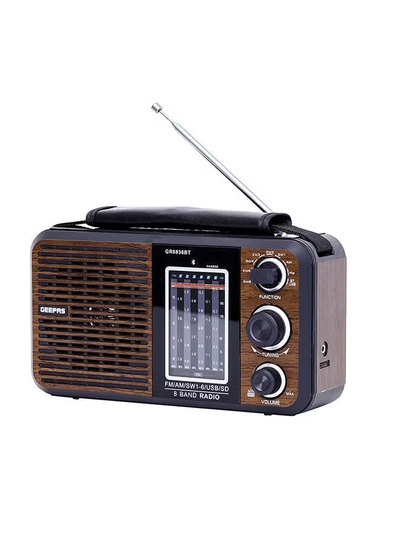 GEEPAS Rechargeable FM Radio, Large Capacity Battery, Perfectly Portable, Lightweight, Retro Style FM Radio, Strong And Stylish, Perfect Sound Quality, Multi Band GR6836BT Brown/Black-3