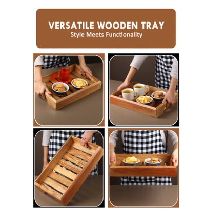 REZLAN UAE Premium Handcrafted Acacia Wood Serving Tray-1