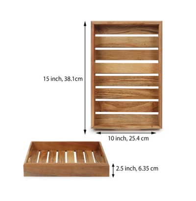 REZLAN UAE Premium Handcrafted Acacia Wood Serving Tray-2