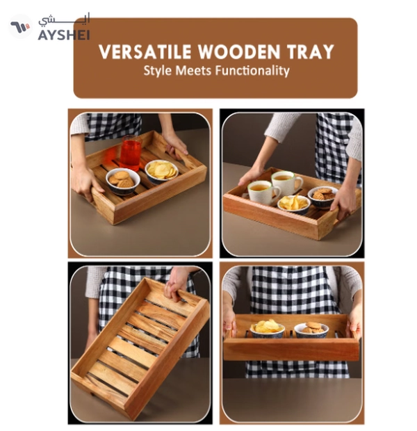 REZLAN UAE Premium Handcrafted Acacia Wood Serving Tray
